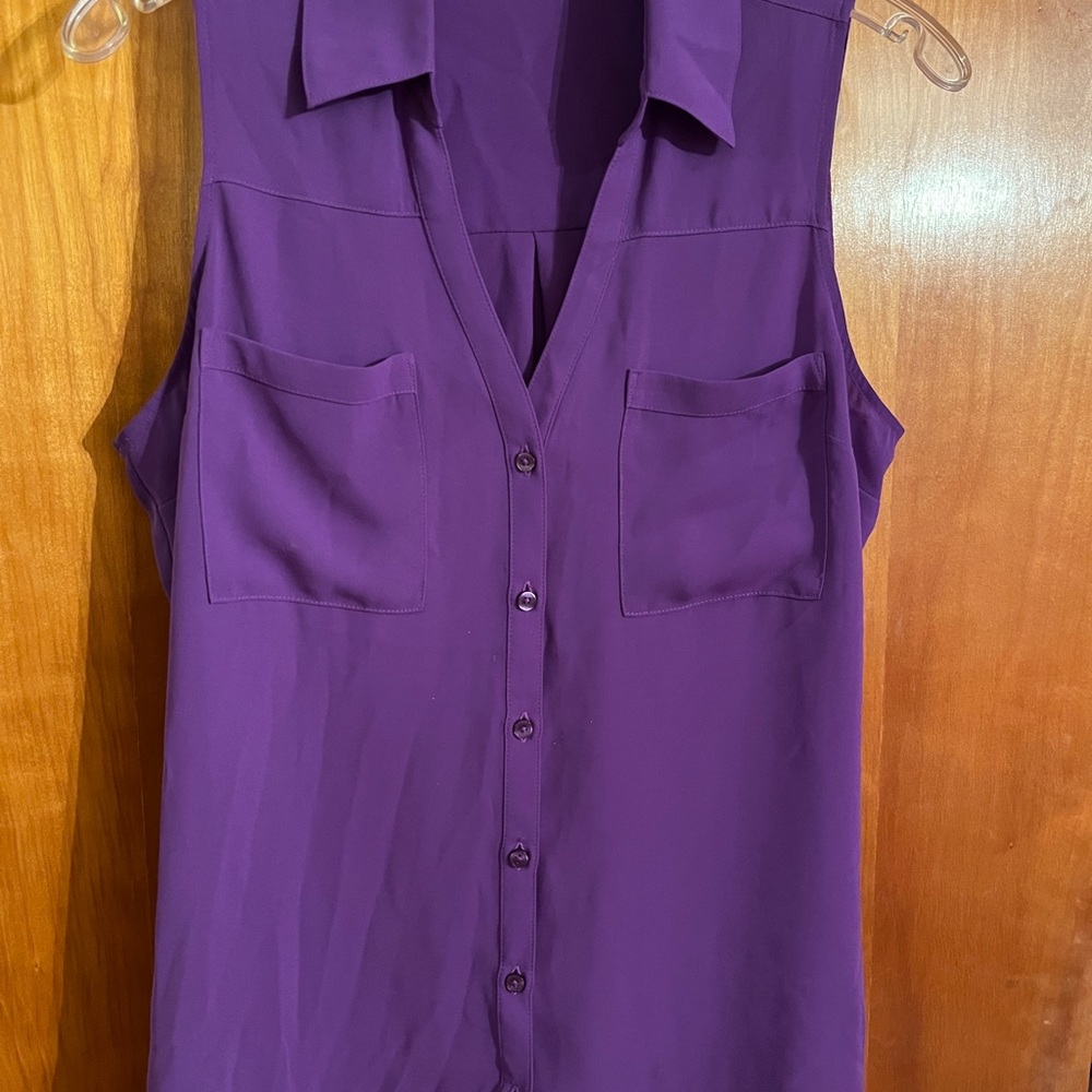 Express Purple Sleeveless Portifino button down shirt